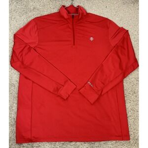 Coolibar Mens Agility Performance Pullover 1/4 Zip Shirt‎ Size L Red Golf UPF 50